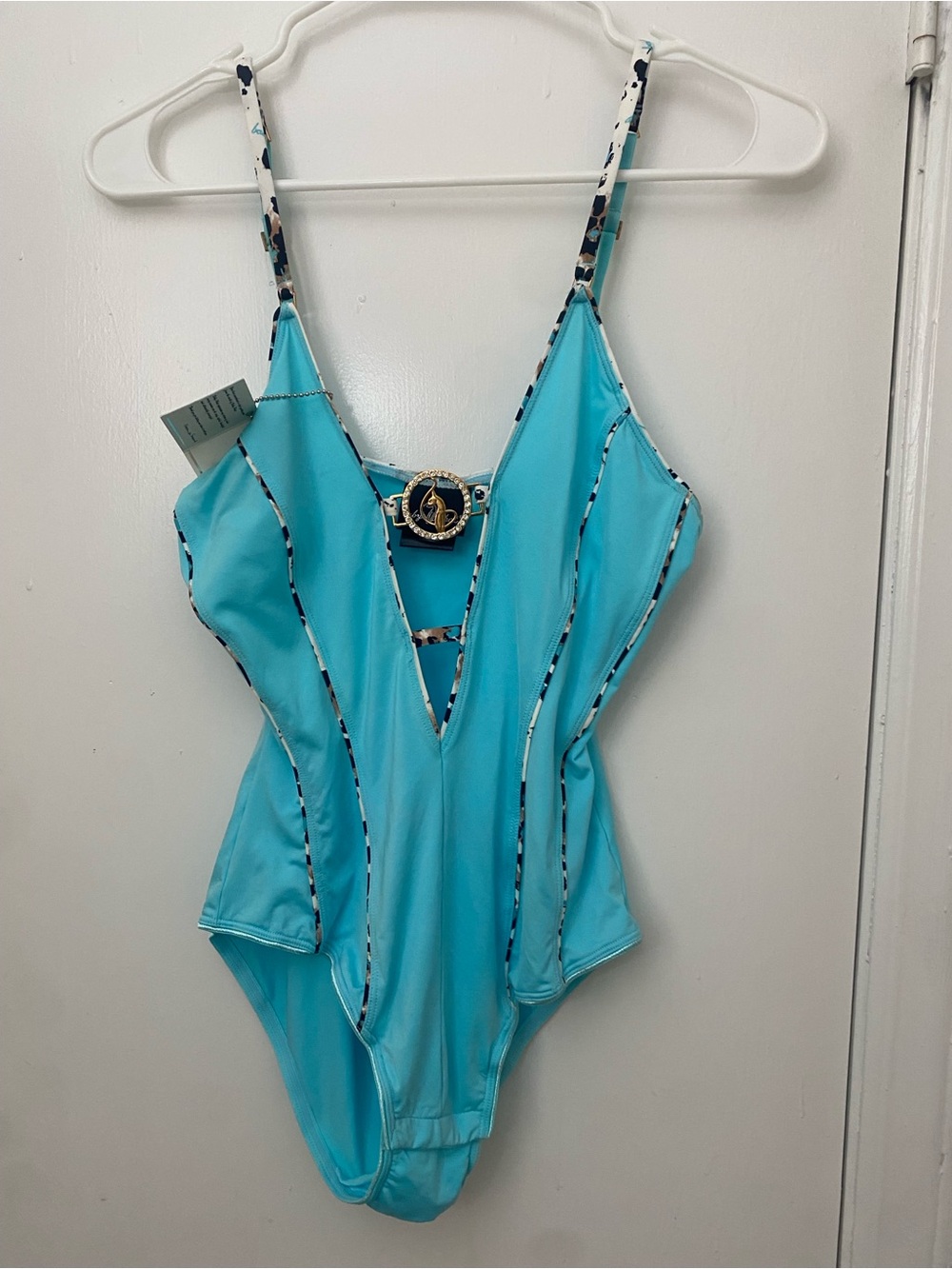 Baby Phat Light Blue Plunge One-Piece bodysuit
